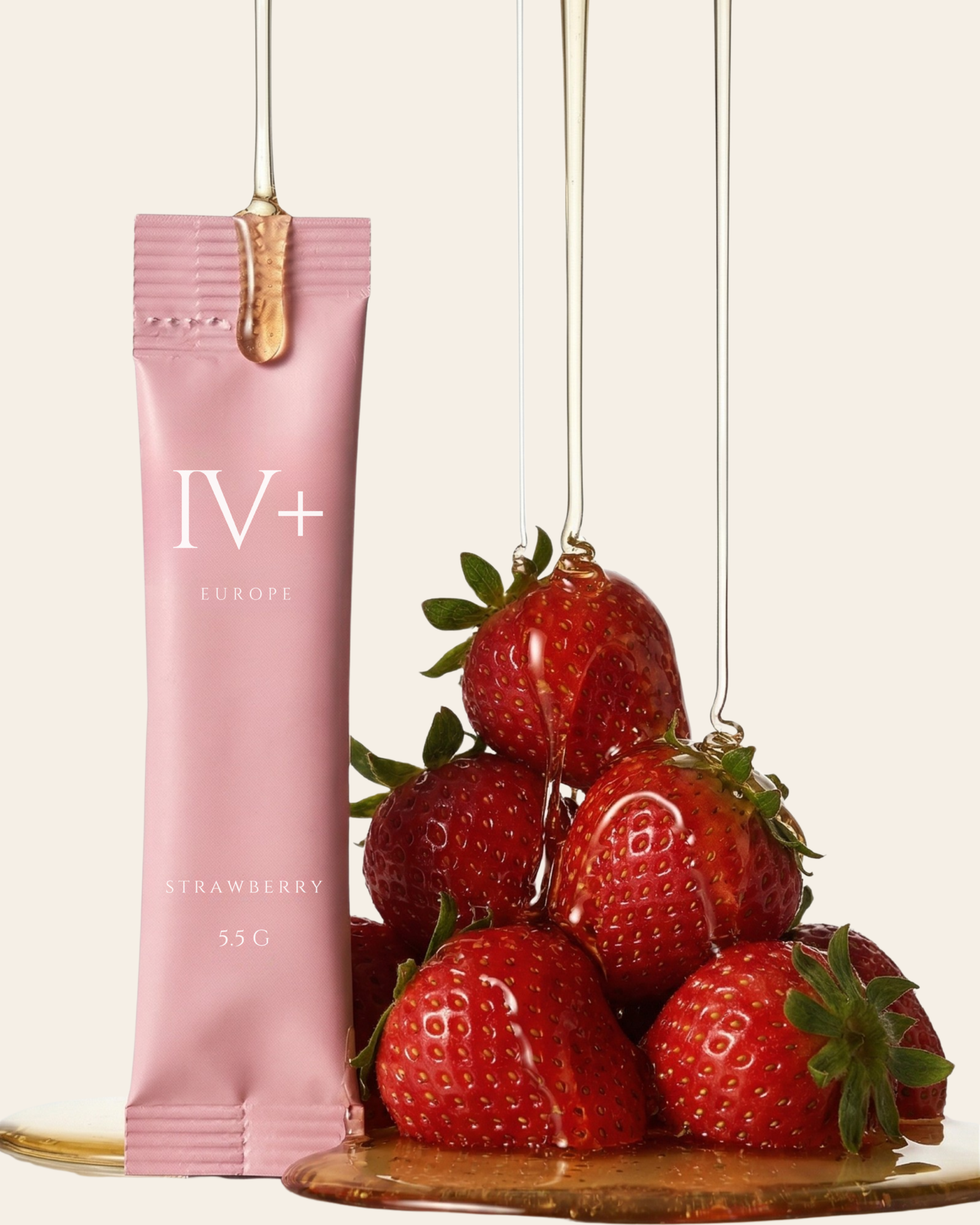 IV+ Strawberry Electrolyte Powder - Real Fruit Hydration (10 Sticks)