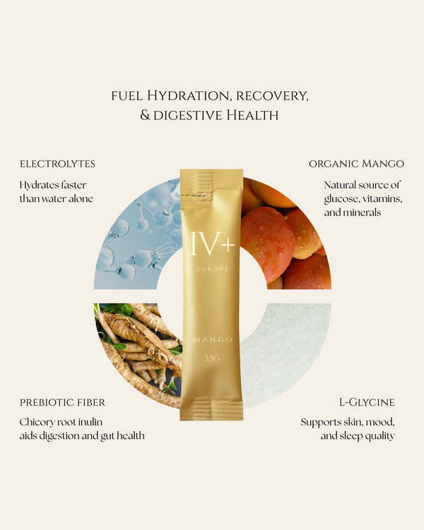 IV+ Mango Electrolyte Powder – Real Fruit Hydration (10 Sticks)