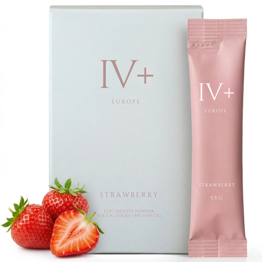 COMING SOON - IV+ Strawberry Electrolyte Powder - Real Fruit Hydration (10 Sticks)
