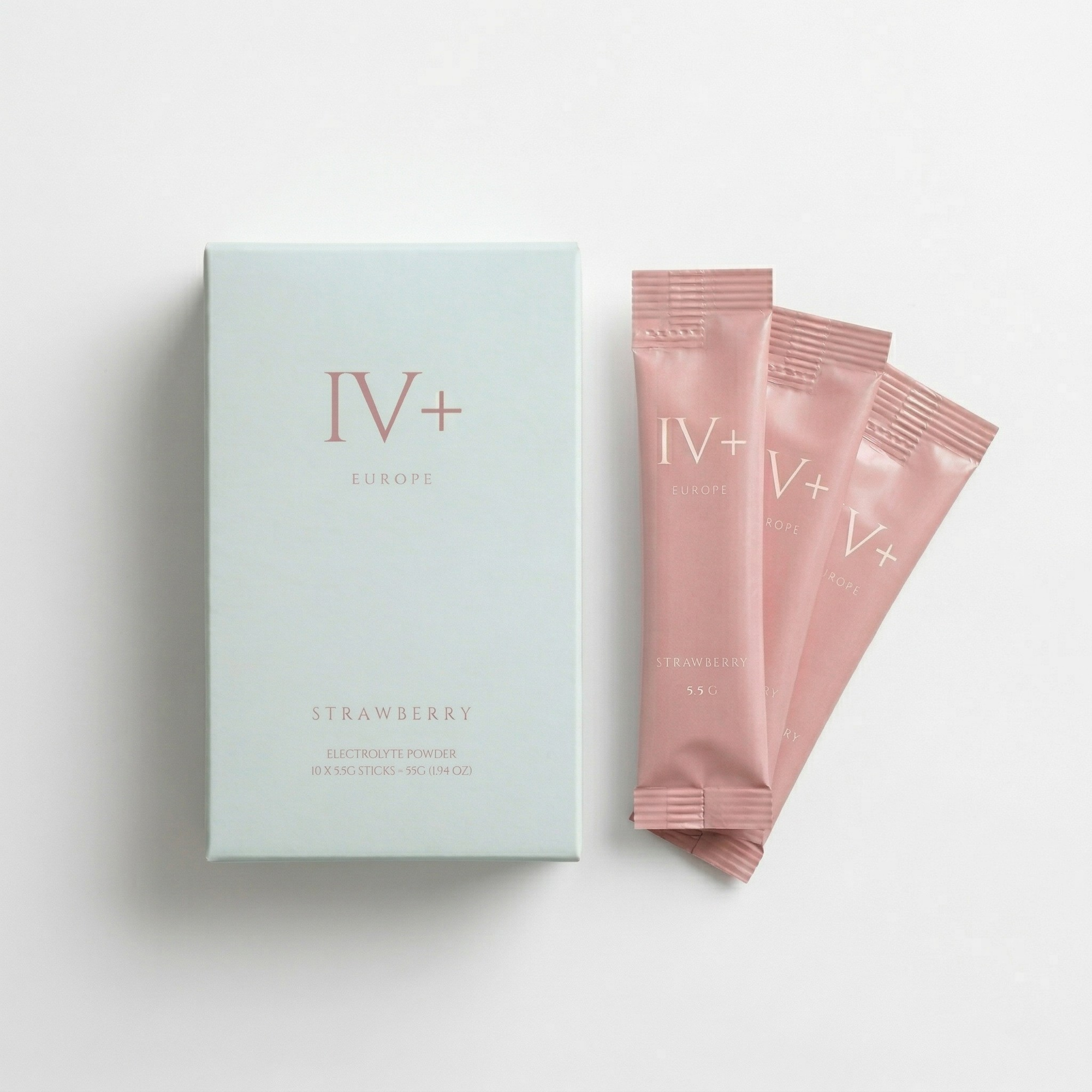IV+ Strawberry Electrolyte Powder - Real Fruit Hydration (10 Sticks)