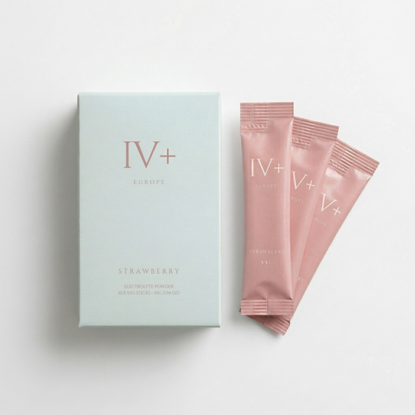IV+ Strawberry Electrolyte Powder - Real Fruit Hydration (10 Sticks)